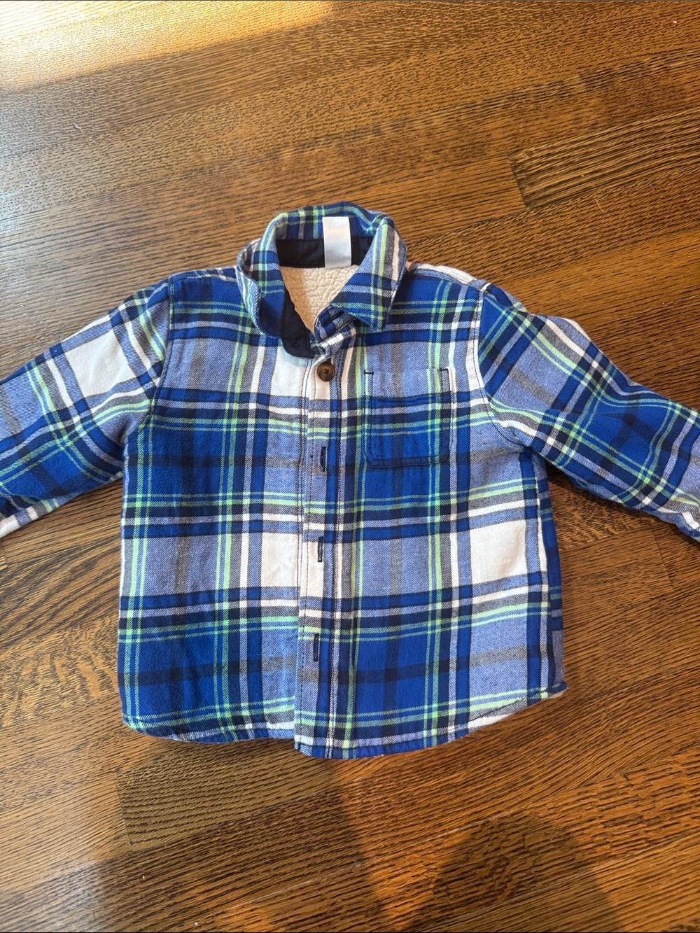 Carter's Blue & White Plaid Sherpa-Lined Button-Down Shirt